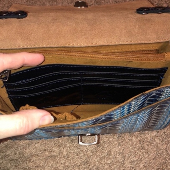 Patricia Nash Embossed Wicker Woven Leather Blue Laurentina Crossbody Bag - Picture 7 of 10